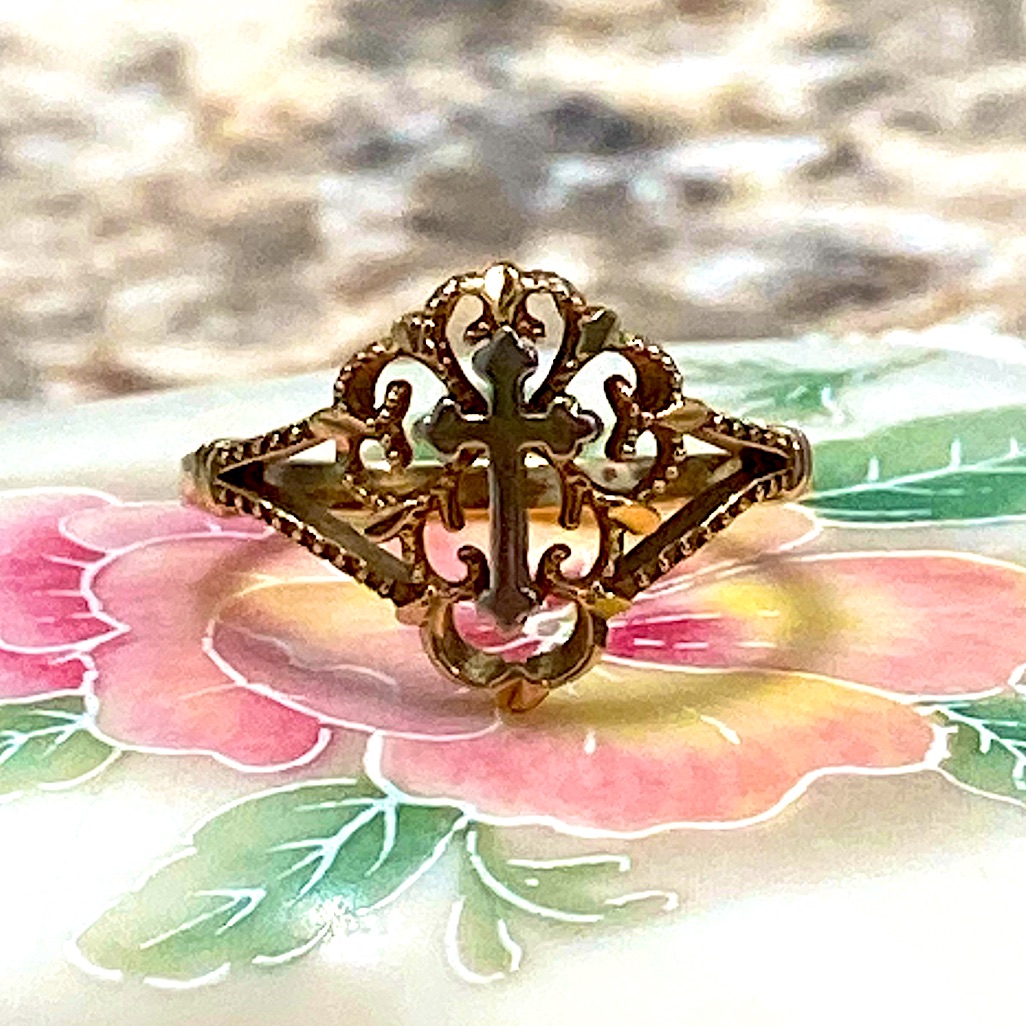 Solid Gold Cross Ring